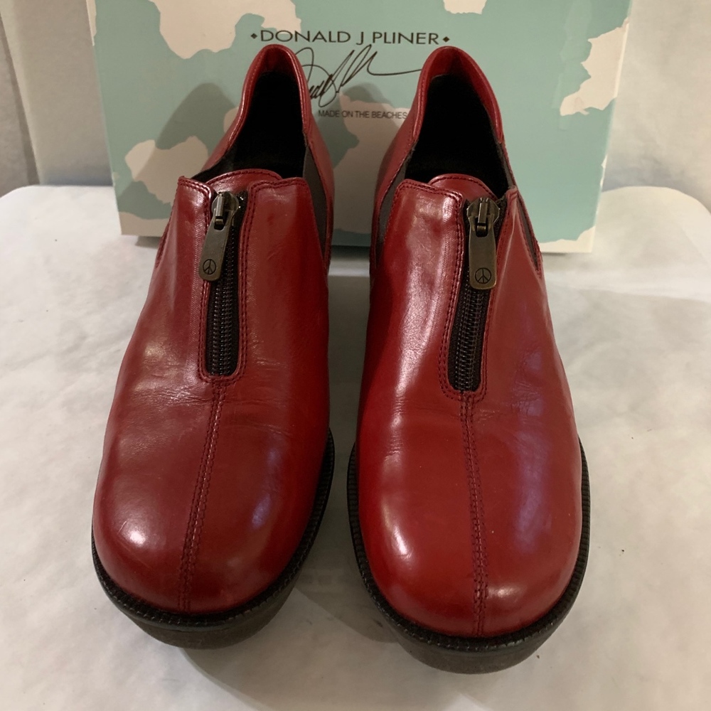 Red Leather Donald Pliner Wedge - Picture 2 of 5